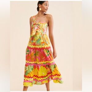 FARM Rio Mixed Print One Shoulder Midi Dress